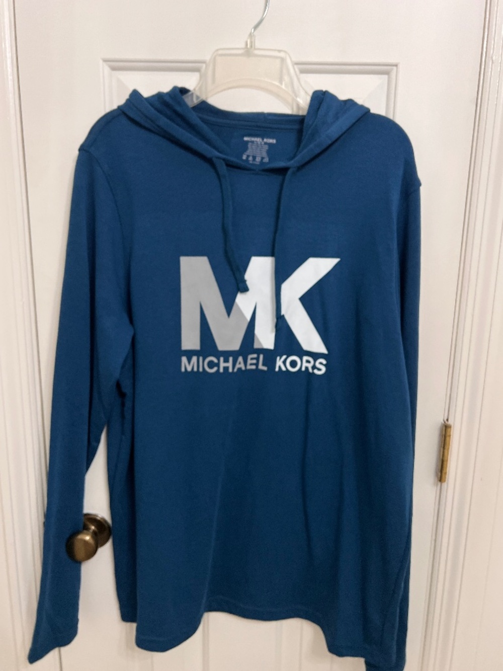 NWT Men’s MICHAEL KORS MK LOGO Loungewear Long Sleeve Hooded Shirt Size Large L